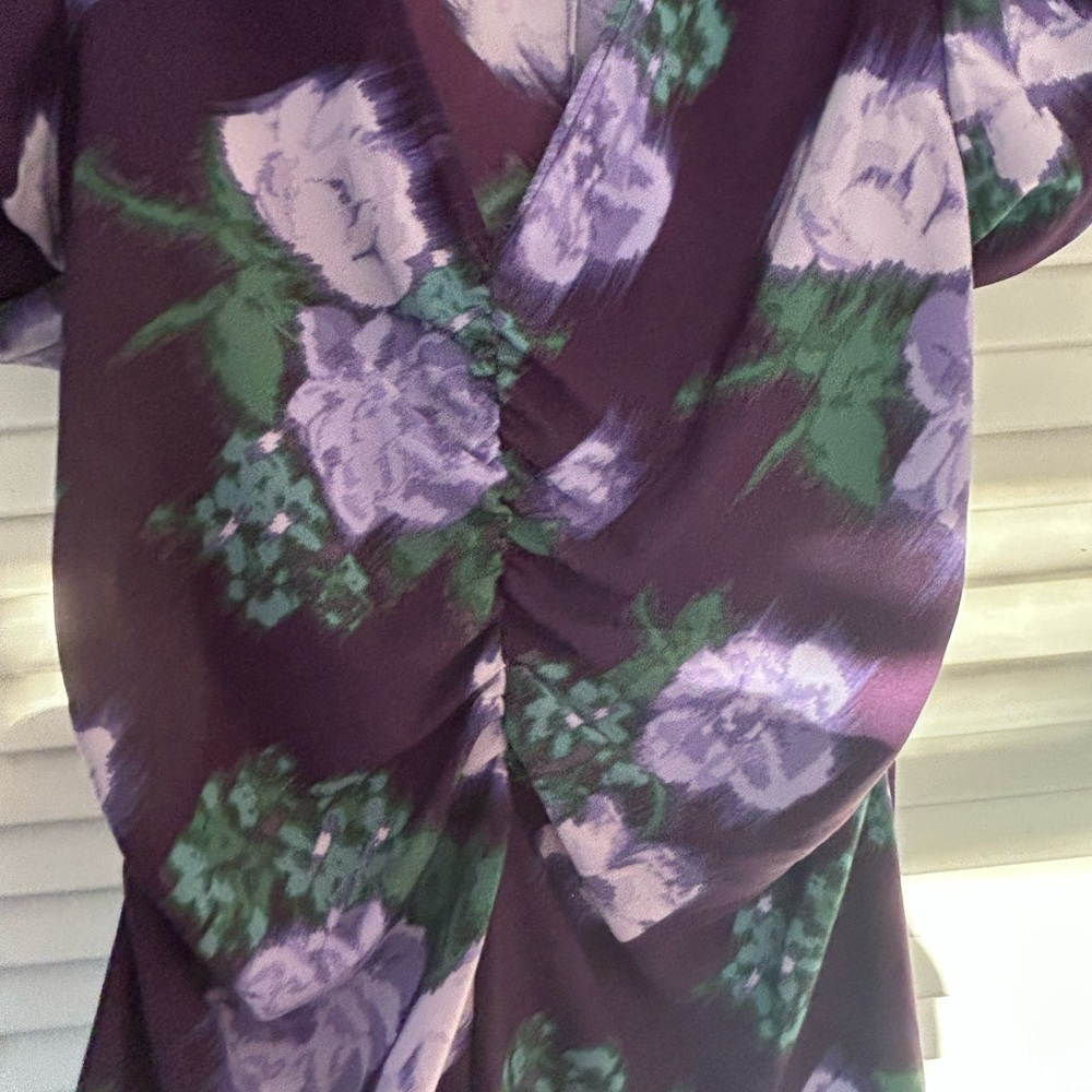 A New Day Sheath Dress Purple and Green Flutter Sleeve